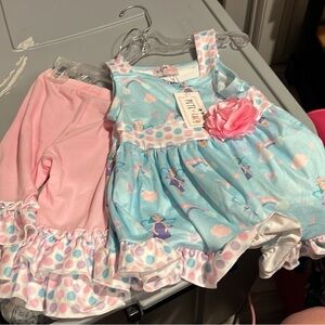 Rare Editions Girls' Blue and Pink Dress Set